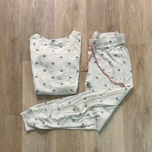 PJ Salvage Cream and Gray Heart Lounge Set